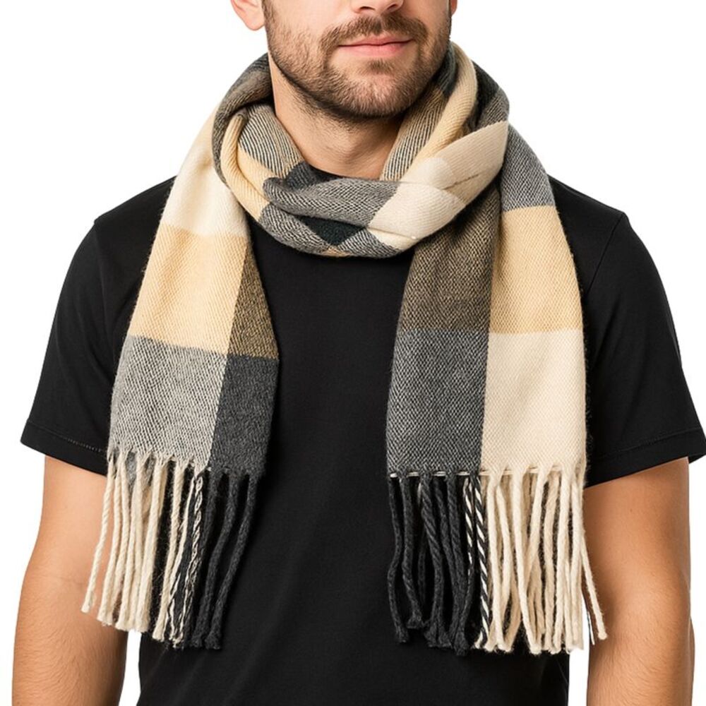 Alpine Swiss Mens Plaid Scarf Soft Winter Shawl Lightweight Cold-Weather Gear
